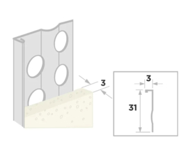 Stucstop 1236 300cm (3mm) (Bundel 25x)