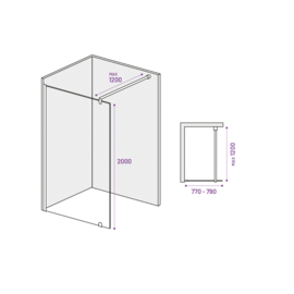 Inloopdouche 800 NANO 8mm Glas 77-79cm