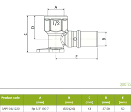 APE Muurplaat 20x1/2 Bi. Pers