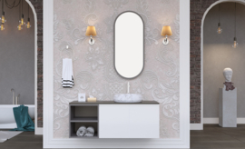 Wome Wastafel Wit - Grijs Marmer Lotus