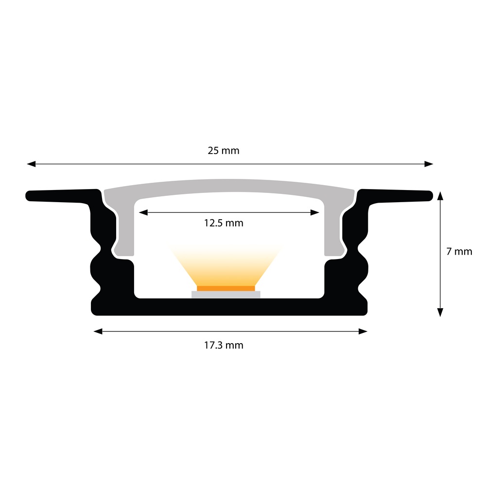 Leddle 2m LED Profile Recessed Black-LDP