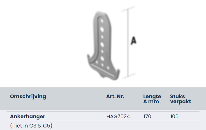 Ankerhanger lang 170mm, blister 10 stuks HAG7024