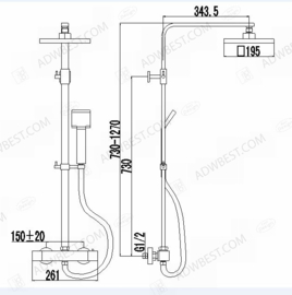 BD New-York Opbouw regendoucheset Vierkant Chroom 3801102