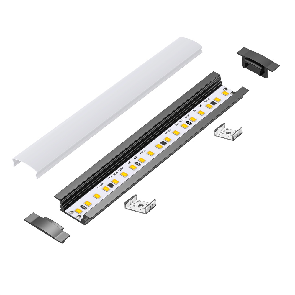 Leddle 2m LED Profile Recessed Black-LDP