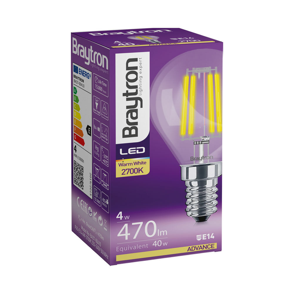 Braytron 4W E14 P45 CLEAR 2700K LED Bulb