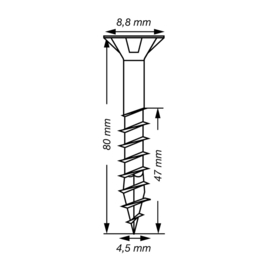 SPAX Uni. Schroef WIROX 4.5 x 80 T20 T-Star Plus (150x) 4191010450806