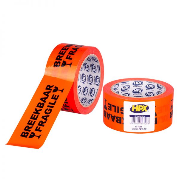 HPX Verpakkingstape - Breekbaar Fragile 50mm x 66m VF5066