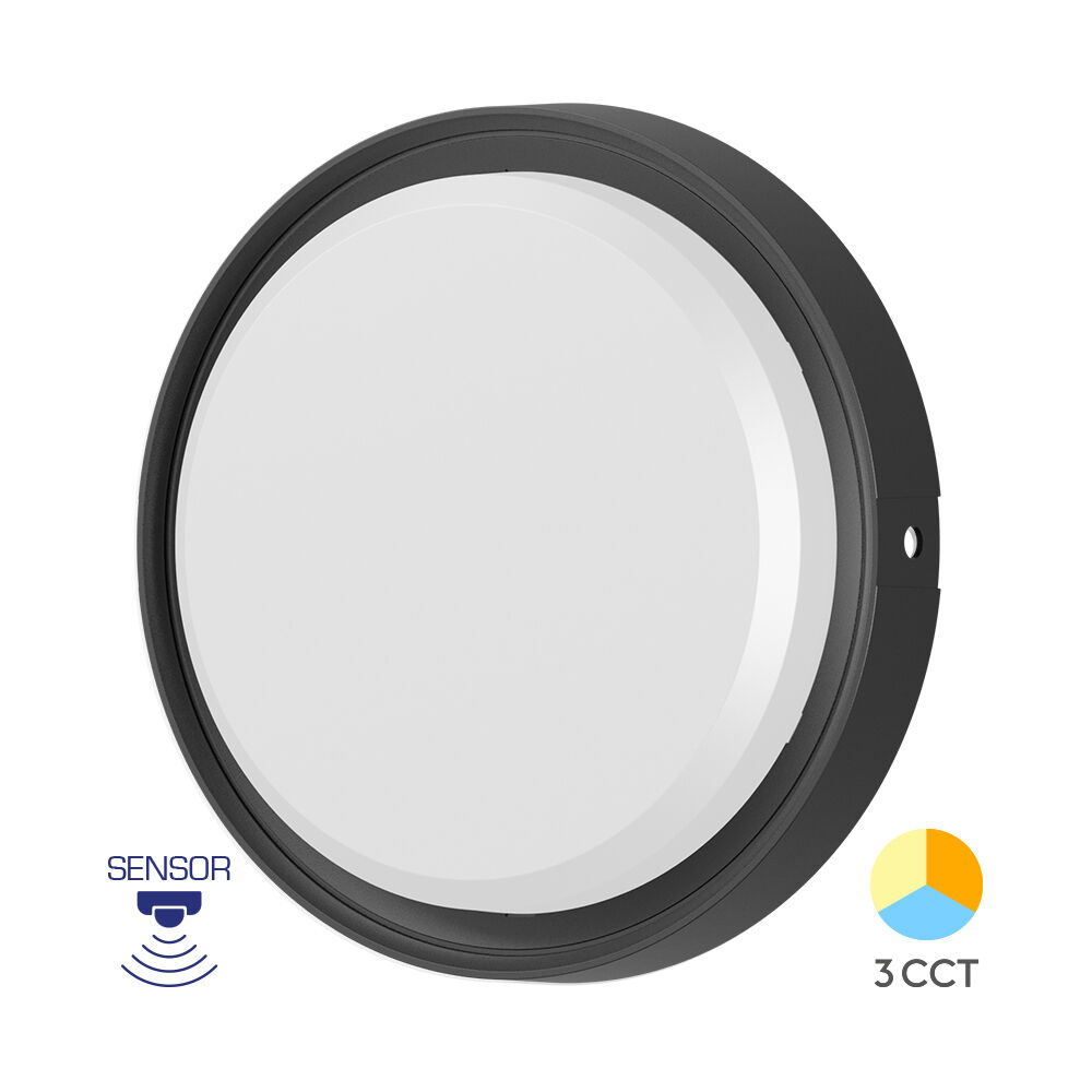 Braytron 18W RND Black SNS 3IN1 IP65 LED Bulkhead