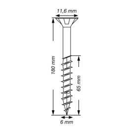 SPAX Uni. Schroef WIROX 6.0 x 180 T30 T-Star Plus BOX (100x) 191010601805
