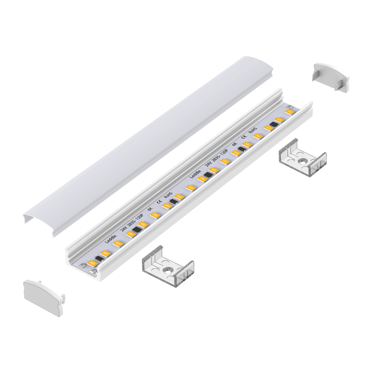 Leddle 2m LED Profile Surface WHITE ALU-LDP