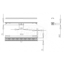 Titan 90SF BLACK + Rooster RVS Drain 90 cm