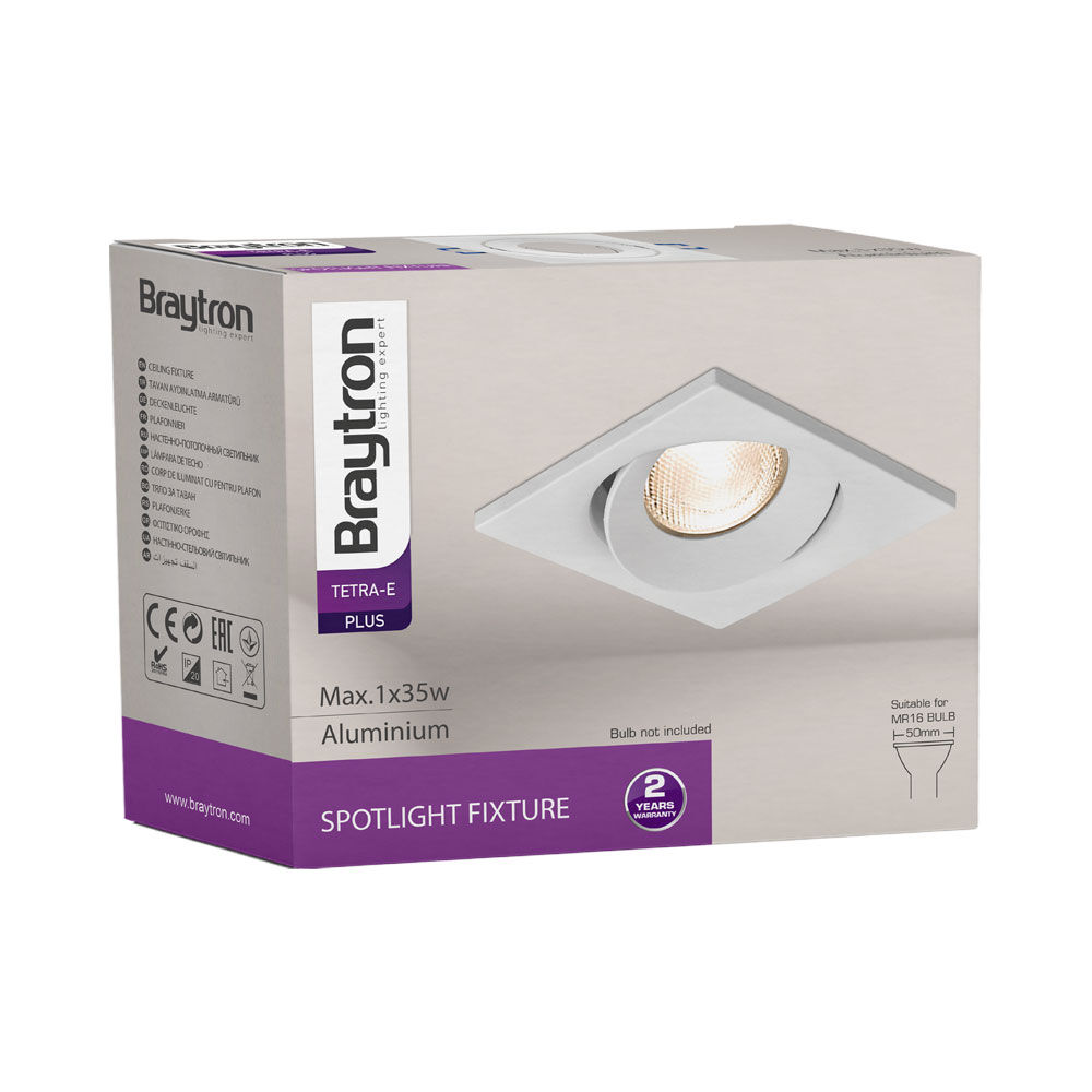 Braytron TETRA E SQR White IP20 Spotlight Fixture