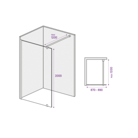 Inloopdouche 900 NANO 8mm Glas 87-89cm