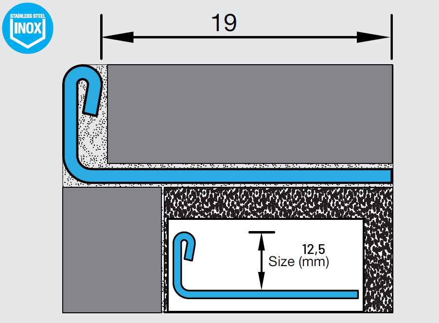 ELTEX Recht RVS Hoogglans 12,5 x 2700mm OX-E213110430 Tegelprofiel