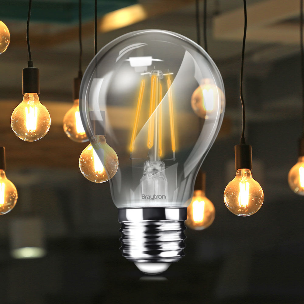 Braytron 8W E27 A60 CLEAR DIMMABLE FILAMENT 2700K LED Bulb