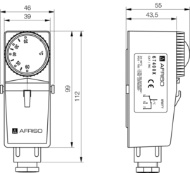 Afriso Aanlegthermostaat 0-90ºC met buitenvoeler GAT/7RC 67401X