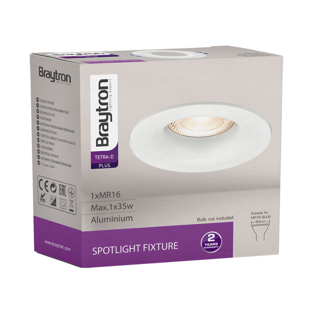 Braytron TETRA D ROUND White IP20 Spotlight Fixture