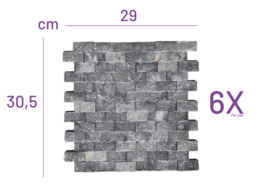 S01 Dark Grey Mix (6x) 3D Steenstrips Marmer 0,53m²