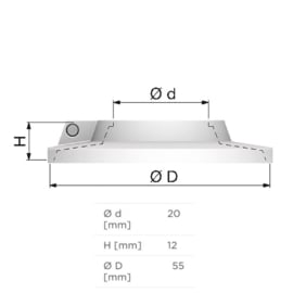 Flamco Rozet Ø20mm Enkel Wit kunststof RKW 12120 (50x)