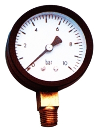 Drukmeter 1/4" onderaansluiting 0 - 10 bar Manometer
