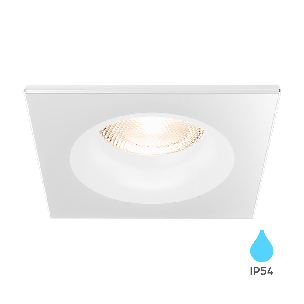 Braytron TETRA SQUARE White IP54 Downlight For Bathroom