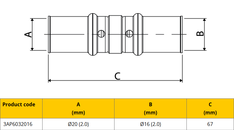APE Gas Verloopsok 20x16 Pers