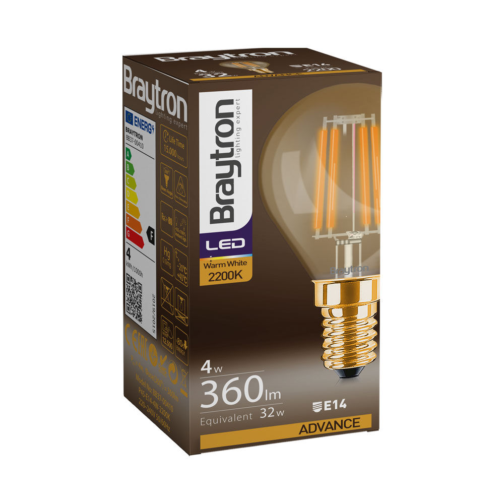 Braytron 4W E14 P45 AMBER 2200K LED Bulb