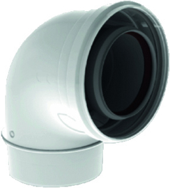 M&G 400470885 TwinSafe Bocht 90° Ø80/125mm Conc. PP Wit