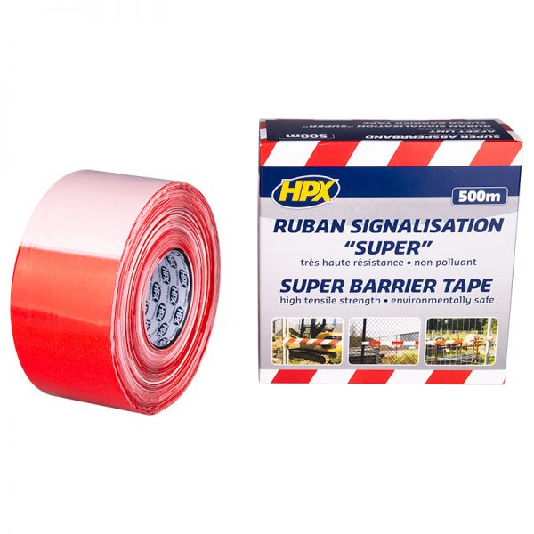 HPX Super Afzetlint - Wit/Rood 80mm x 500m BS80100