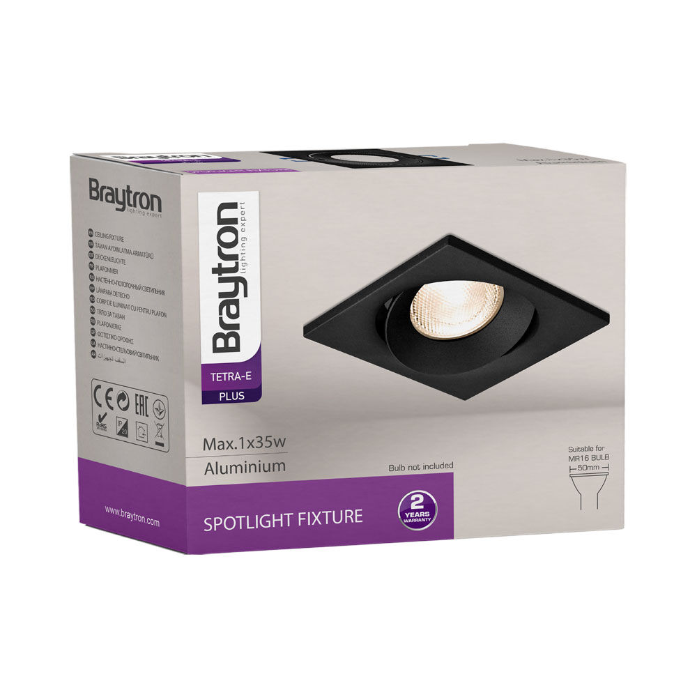 Braytron TETRA E SQR Black IP20 Spotlight Fixture