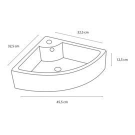 Differnz Keres fonteinset hoek 32 x 32 x 12.5 cm Wit