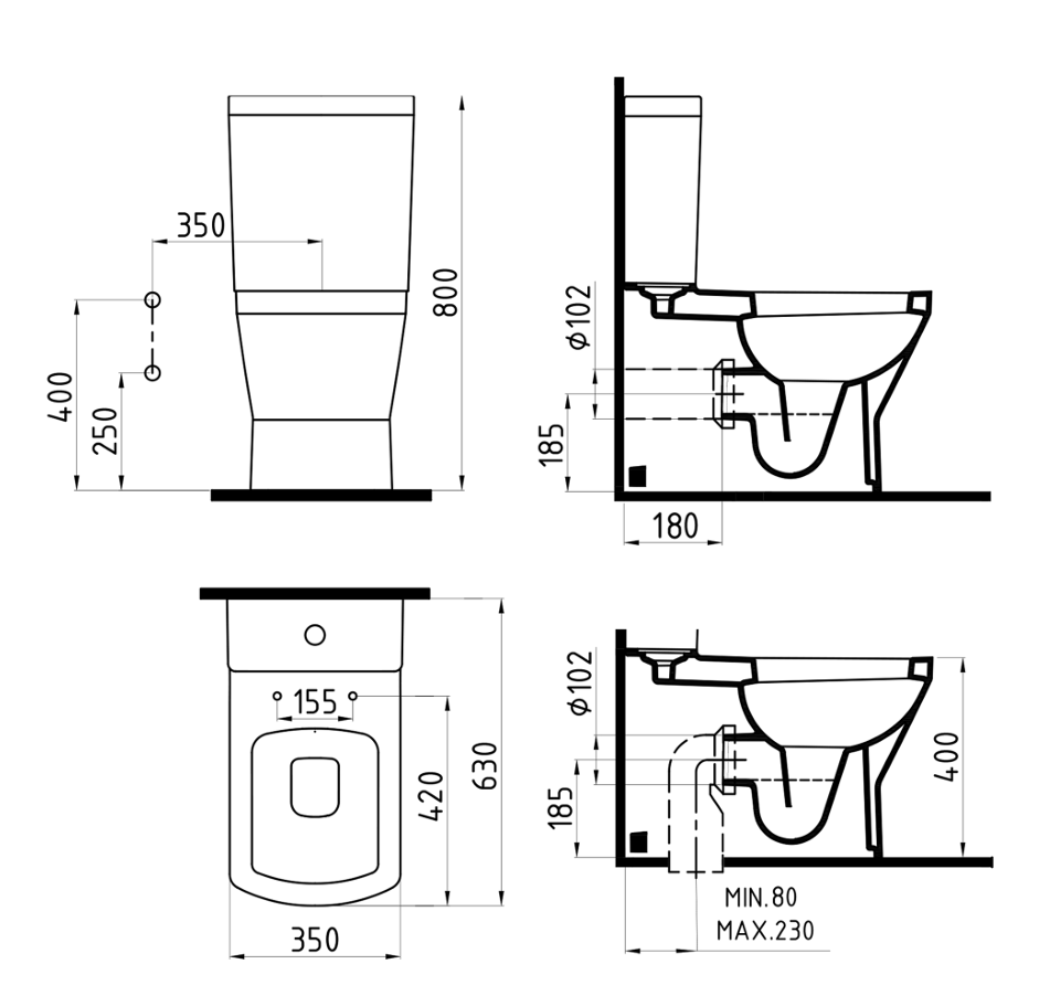 BIEN Neptun Duoblok Bidet Kraan WC AO / PK