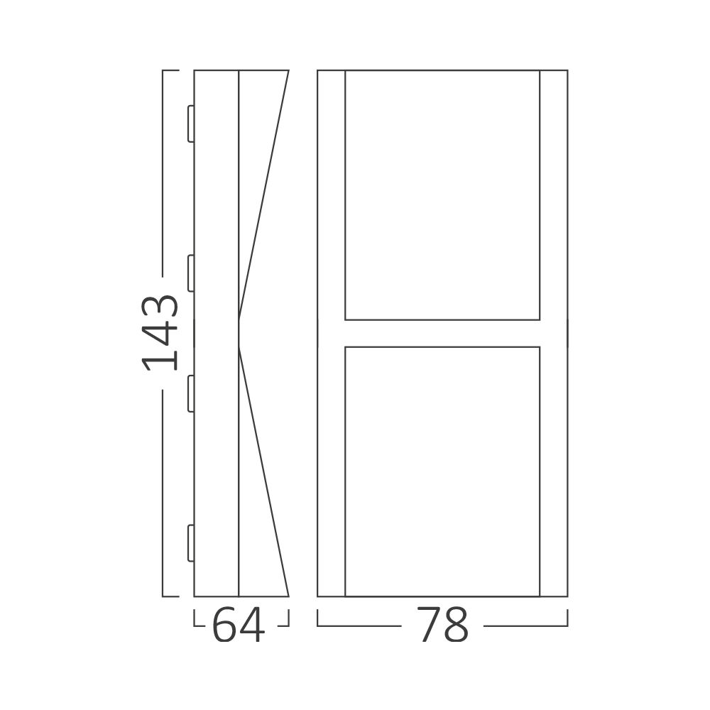 Braytron VEKTA C WL.2 Grey 2x6W 3IN1 IP65 Wall Light
