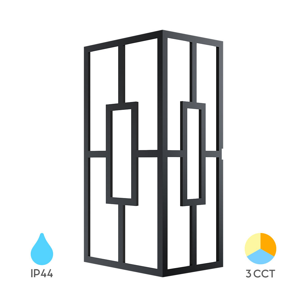 Braytron VENETO A Rectangle Black 10W 3IN1 IP44 Wall Light