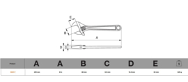 Bahco Moersleutel Ergo 8" Dunne Bek 9031-T