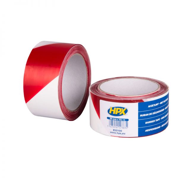 HPX Afzetlint - wit/rood 50mm x 100m B50100
