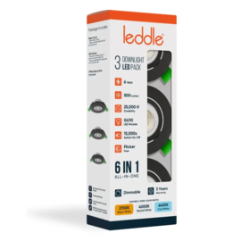 Leddle 3Pcs Downlight Set Black Dimmable 6IN1 CCT Downlight