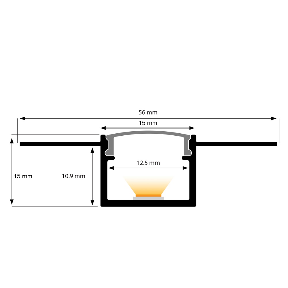 Leddle 2m LED Profile Recessed 2(Plaster) ALU-LDP