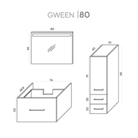 Wome Gwen Zwart 80cm Badmeubelset