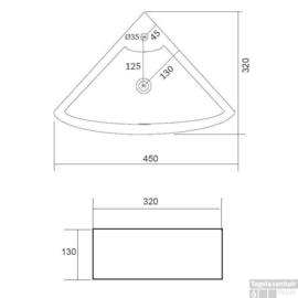 Hoek Fontein Floor 32,5x32,5cm Wit