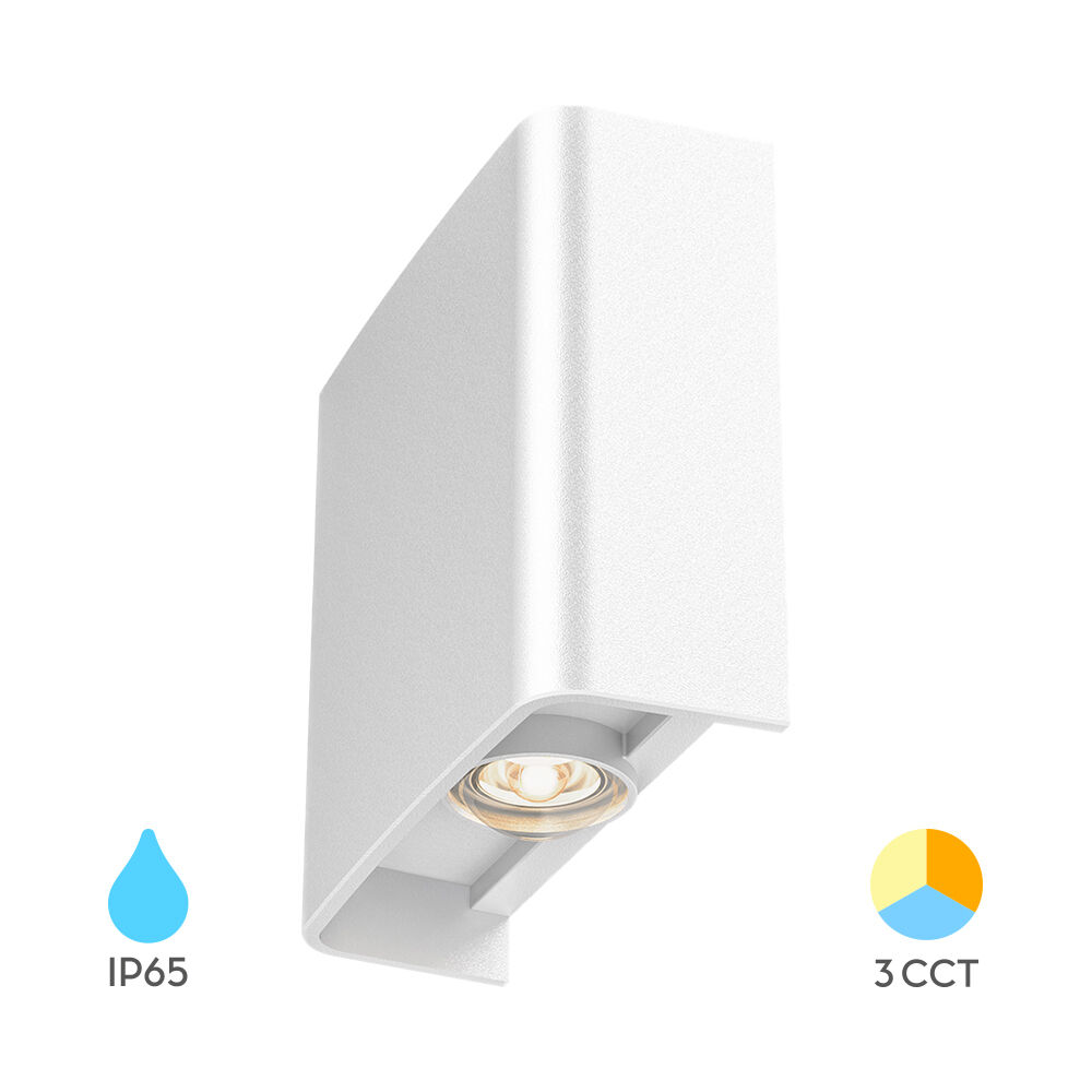 Braytron 2x1W Wall Light VECTOR White CCT 3IN1 IP65