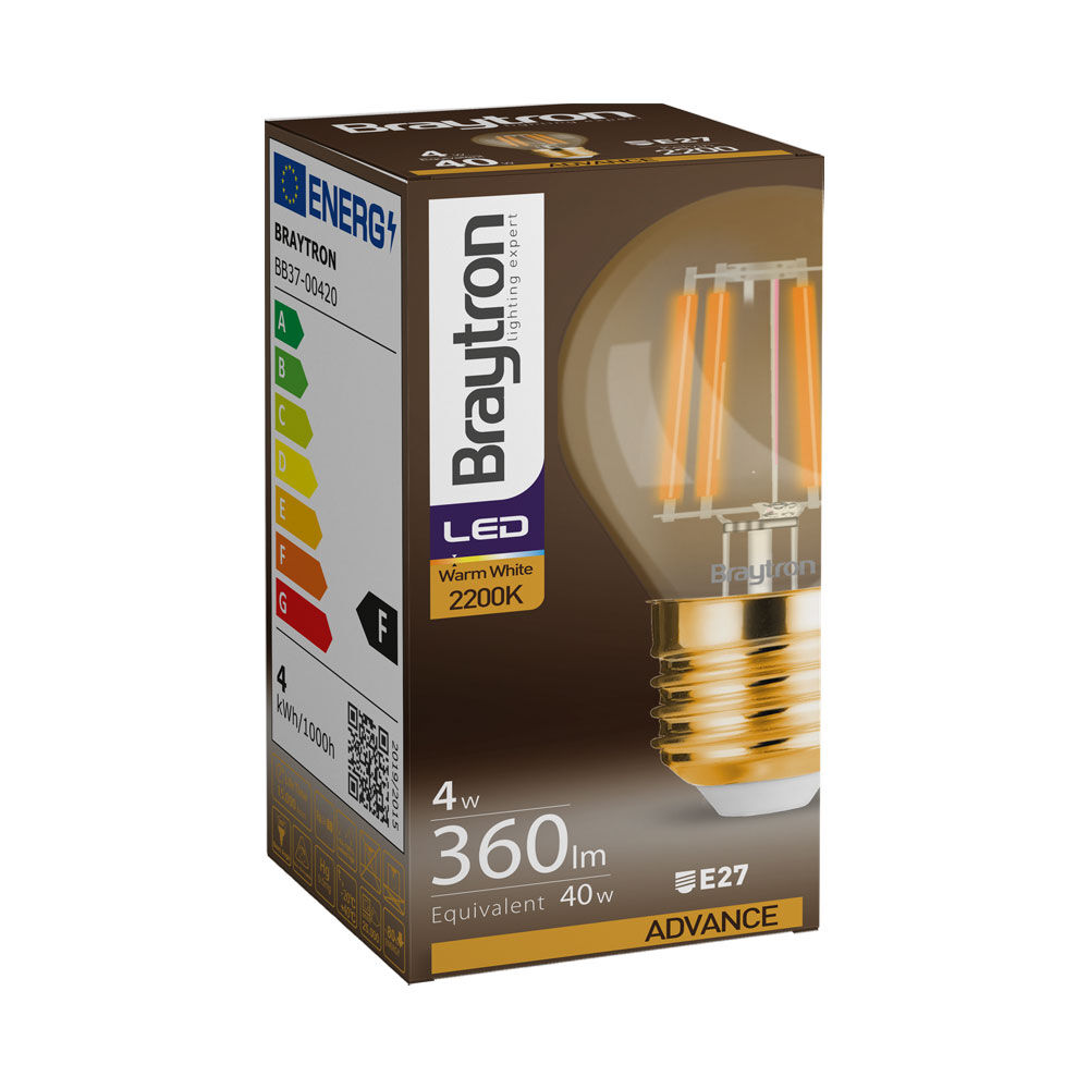 Braytron 4W E27 G45 AMBER 2200K LED Bulb