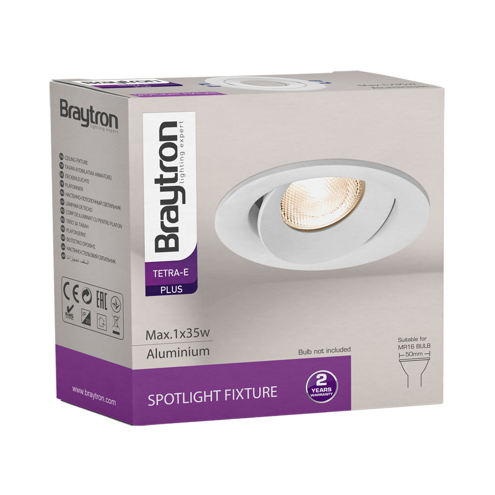 Braytron TETRA E RND White IP20 Spotlight Fixture