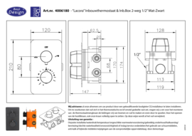 Best Design Lacora Nero Inbouw Thermostaat met Box Mat Zwart 4006180
