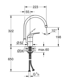 Grohe Euroeco Keukenmengkraan Hoge Uitloop 32752000