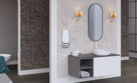 Wome Wastafel Wit - Grijs Marmer Lotus