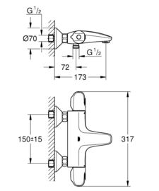 Grohe Grohtherm Prof. 1000 Thermostatische Badmengkraan 150 mm 34816003