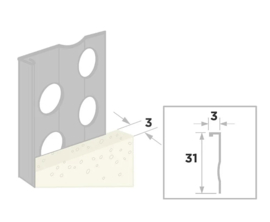 Stucstop 2136 RVS 300cm (3mm)