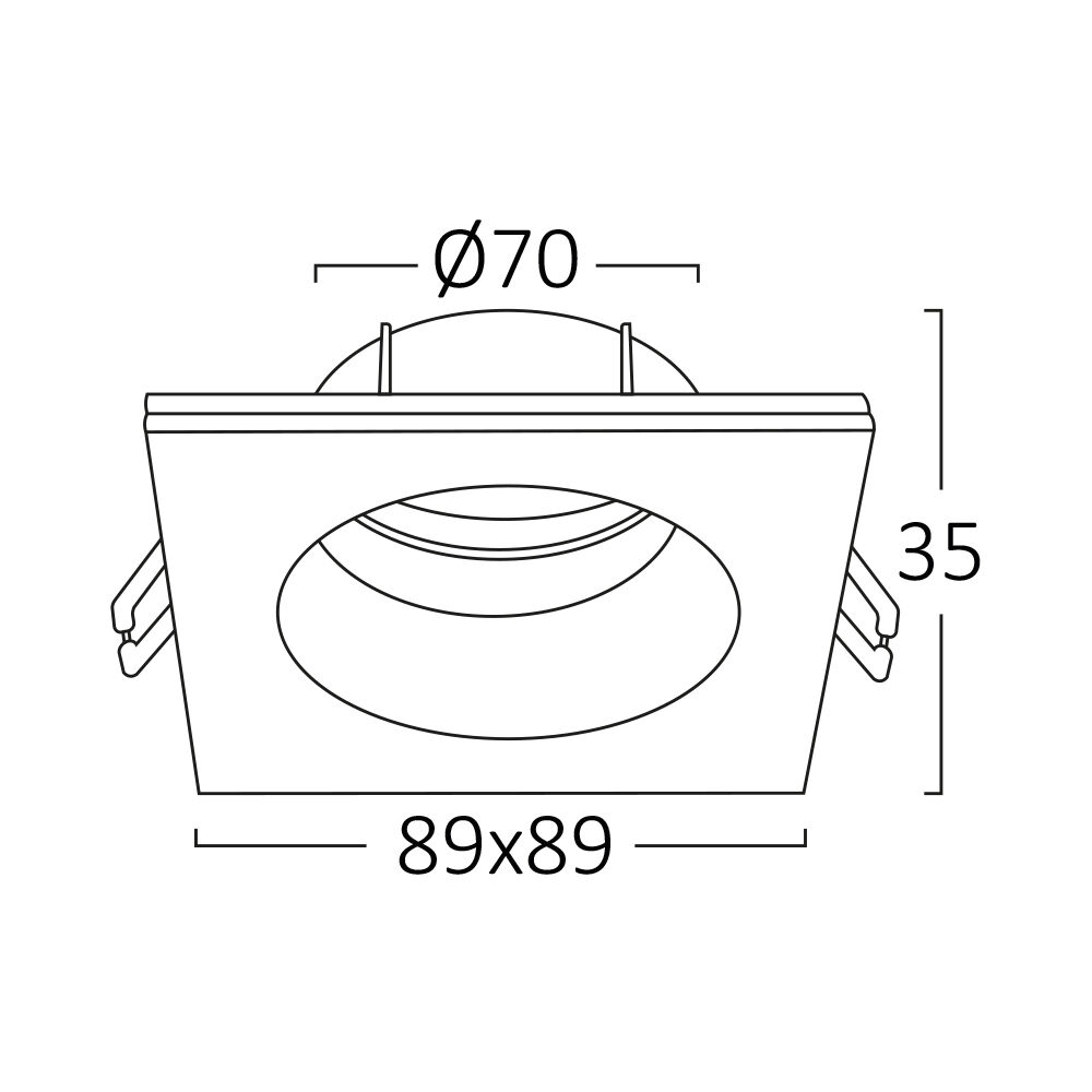 Braytron TETRA SQUARE Black IP54 Downlight For Bathroom