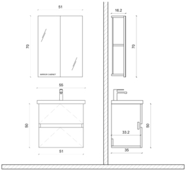 Titan Wit 55cm Badmeubelset